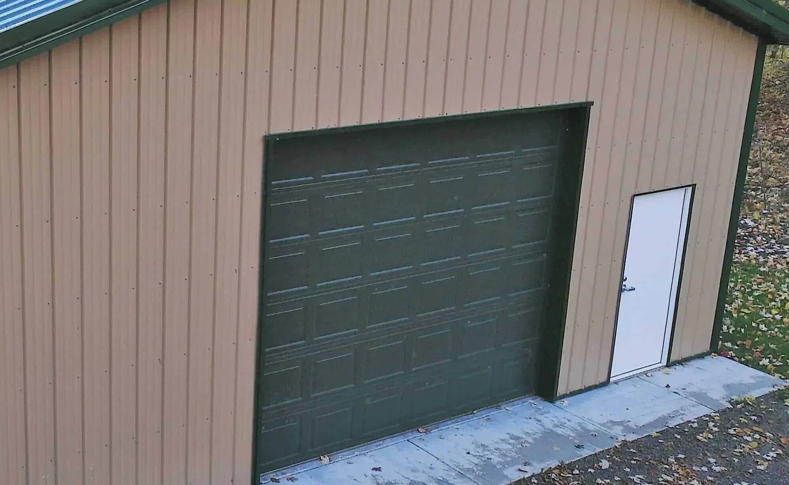 Overhead garage door on a pole building