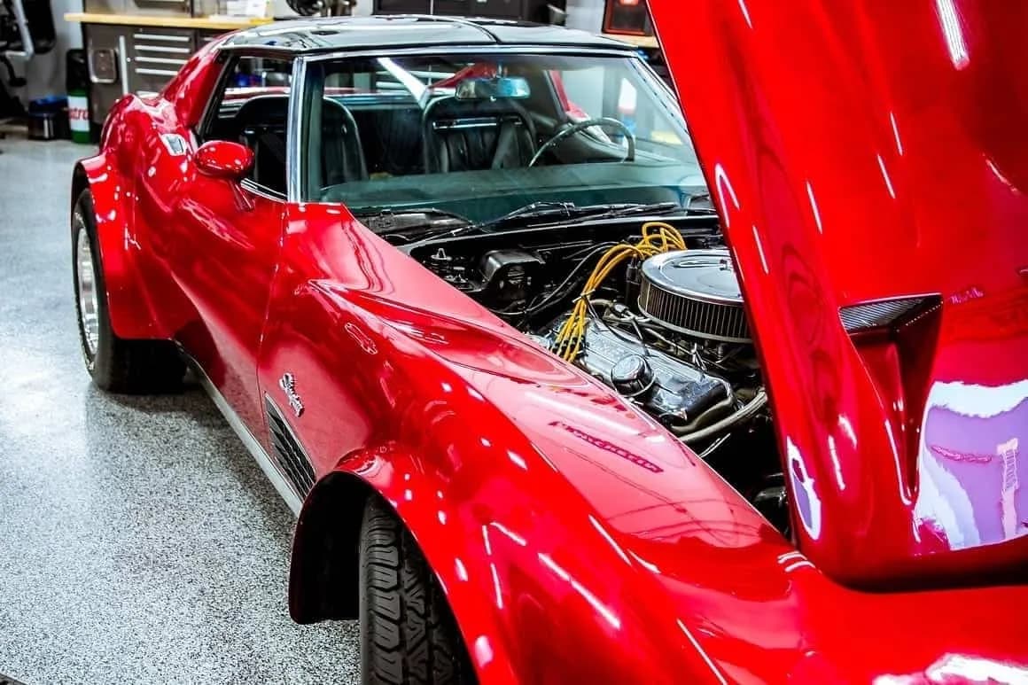 Organized garage with polished floor