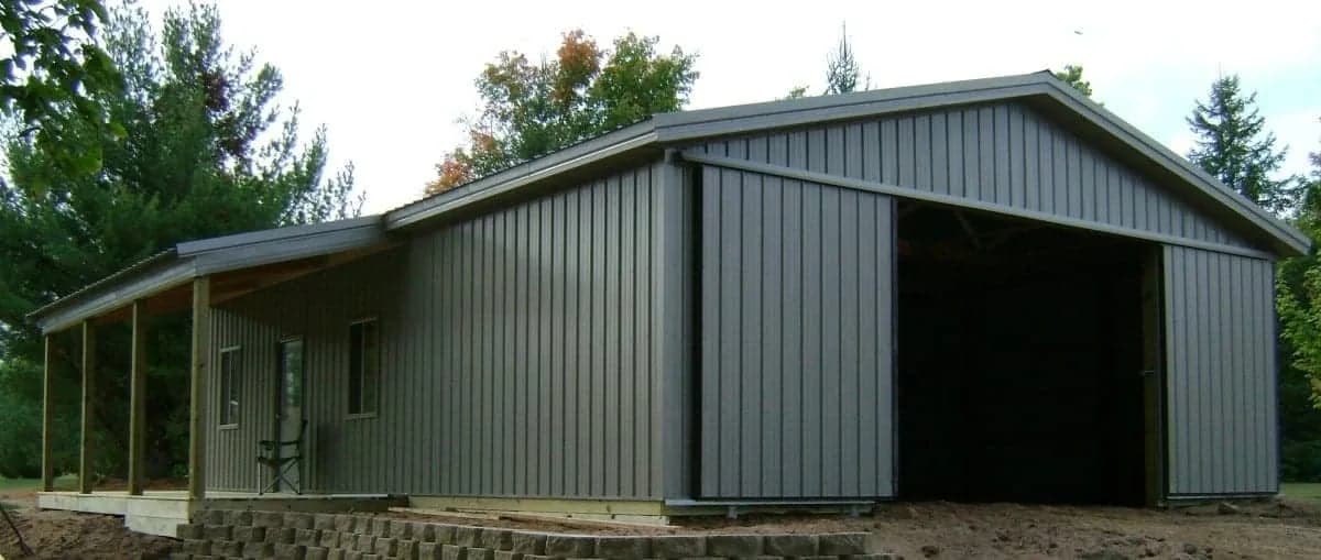 Lean-to addition on a storage building