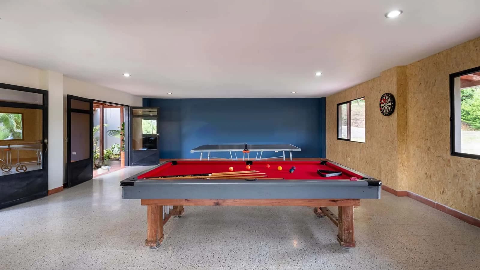 Man cave with yard-sign decor