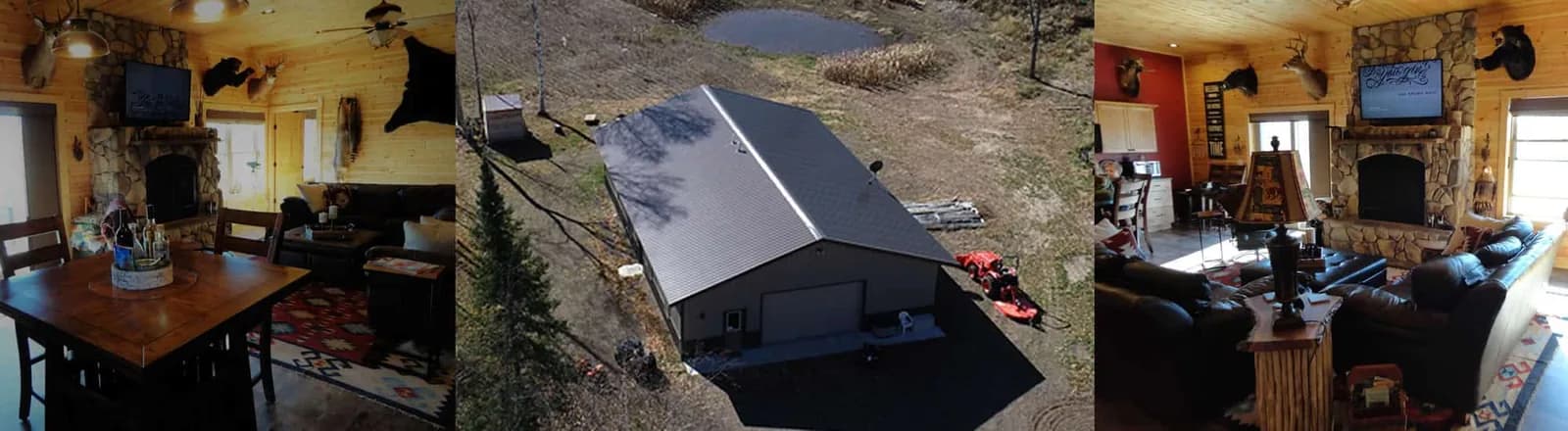 Pole-building cabin in the woods