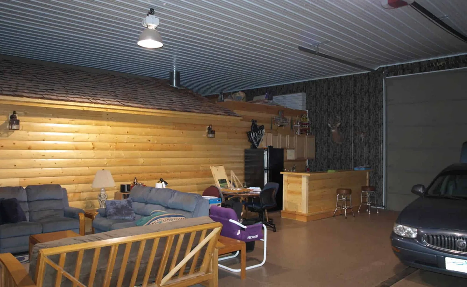 Pole building cabin interior