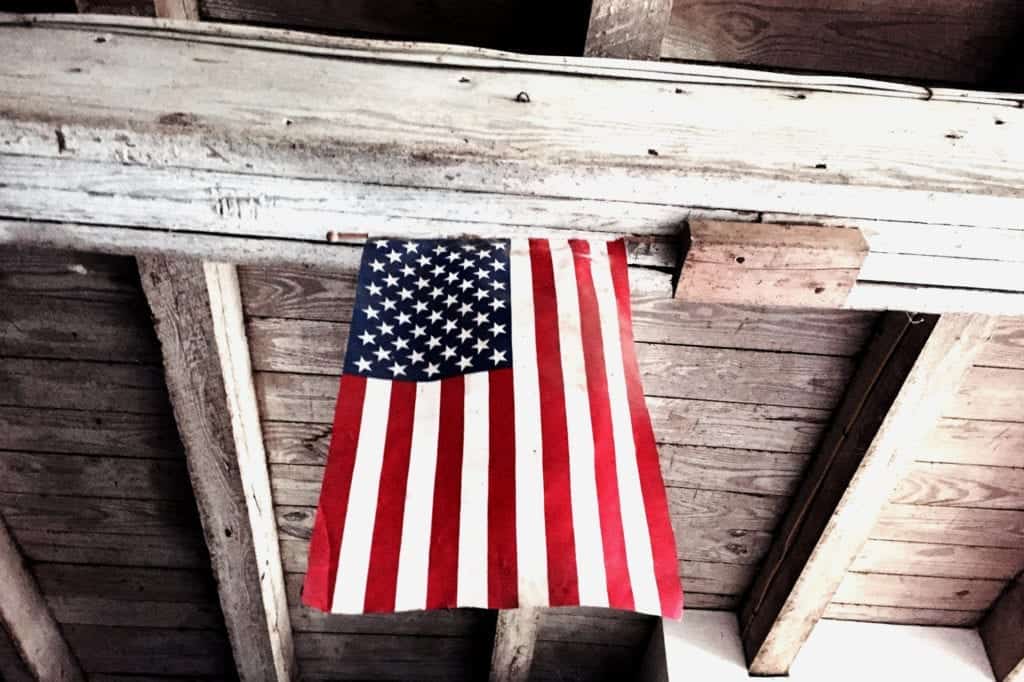 US Flag in Barn