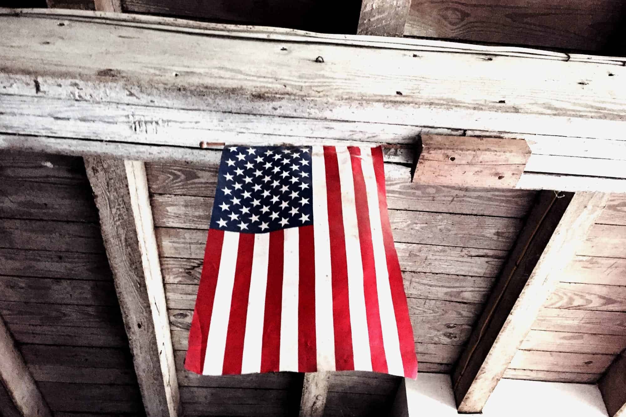 US Flag in Barn